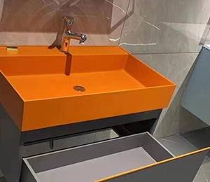Custom Bathroom Vanity with Stainless Steel Cupboard