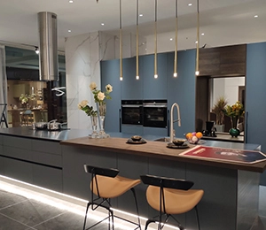 BMV Grey Modern Style Kitchen Cabinet with Island