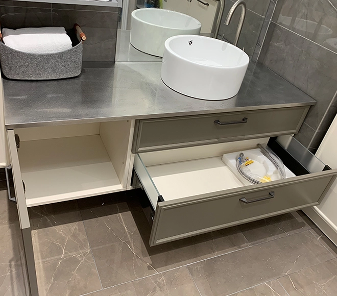 stainless steel bathroom cabinet with light