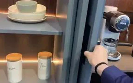 Grey Color Slide Door Stainless Steel Kitchen Cabinet