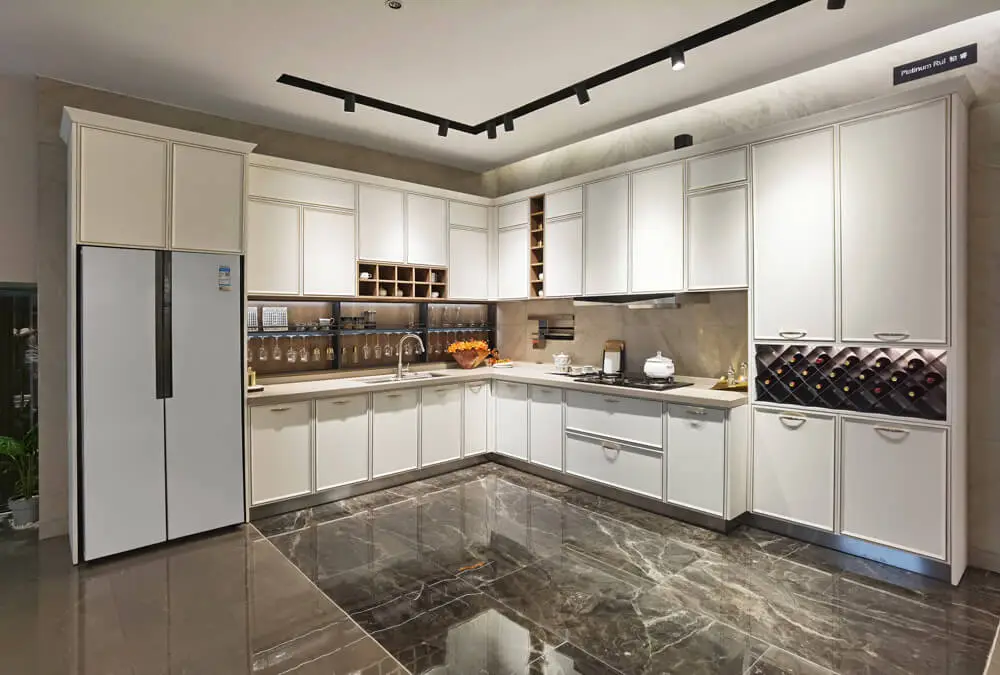 White color modern style stainless steel kitchen cabinet (provided by the customer)